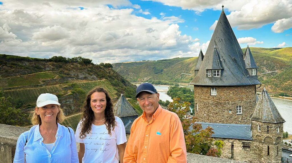 Kim Hurst (L to R), Selina Rüecker and Rich Hurst pose for a picture during the Hursts' trip to Germany in July 2023 to meet Rüecker, Rich Hurst's bone marrow donor.