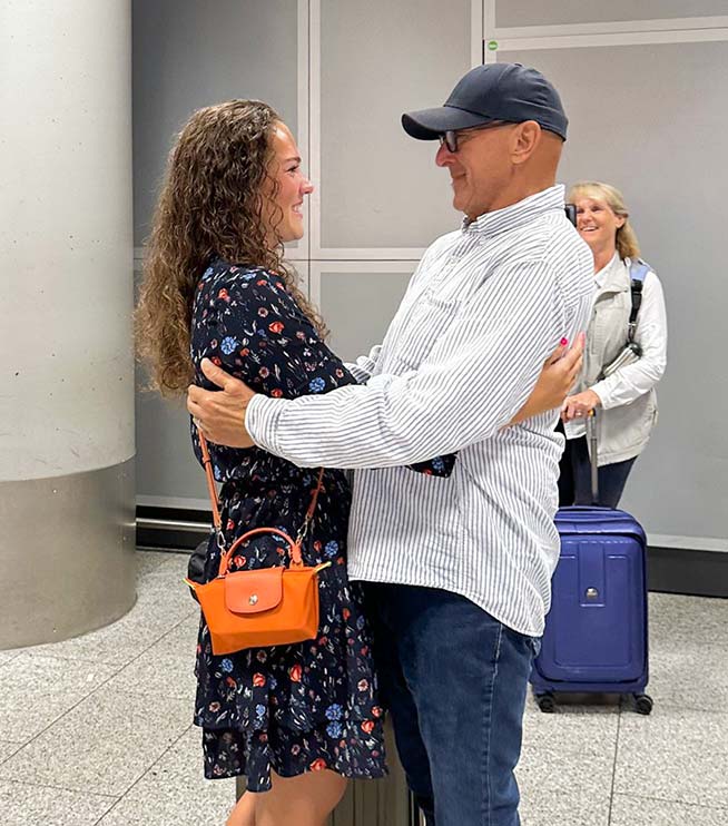 Rich Hurst, right, meets his bone marrow donor, Selina Rüecker.